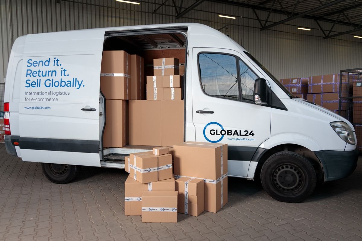 Box delivery truck loaded with cargo